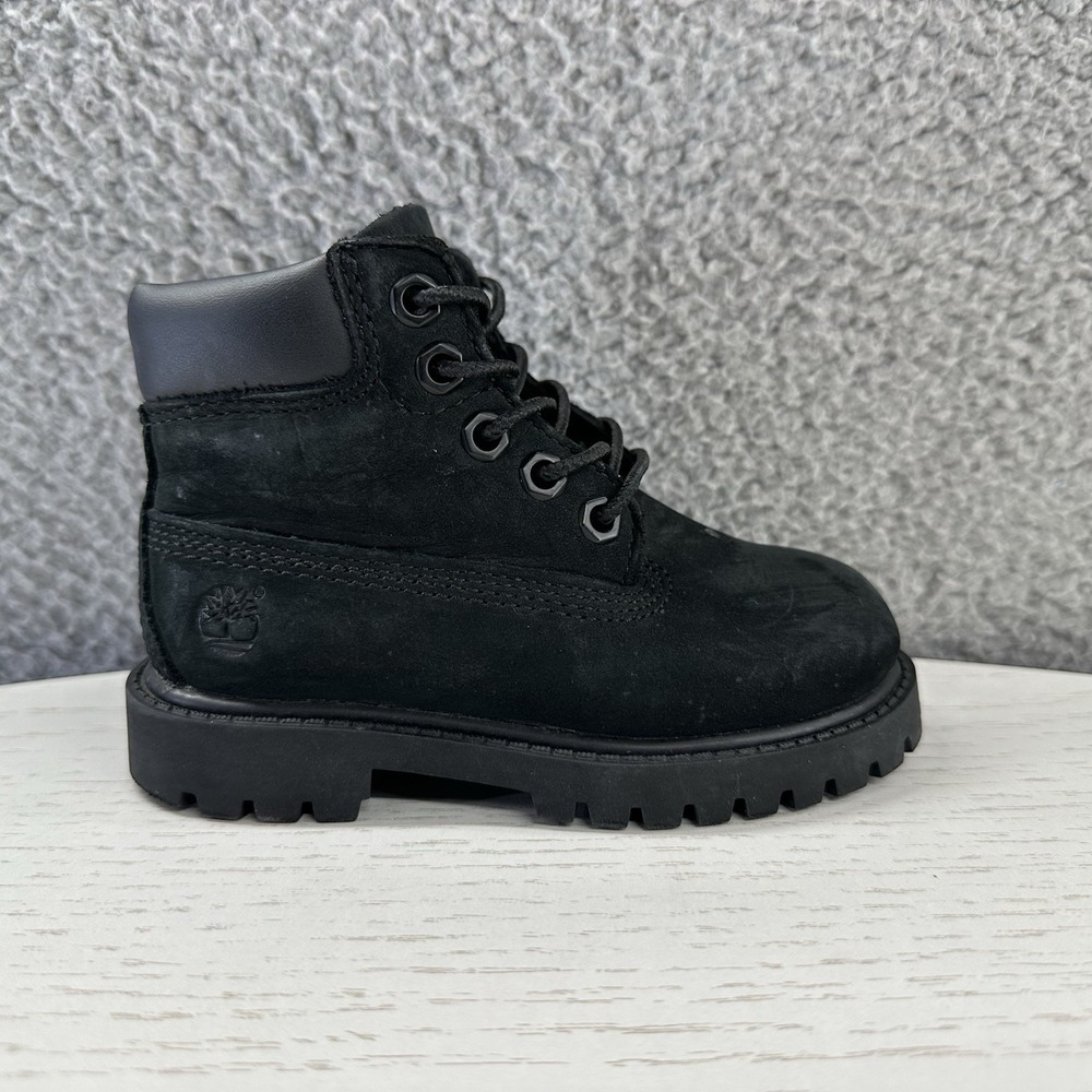 Timberland 6 Inch Premium Toddler Size 7 Black Waterproof Leather Boots TD US 7